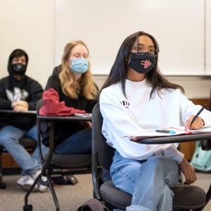 Student listens during an indoor class