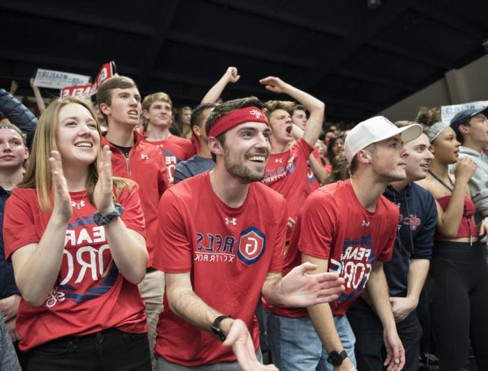 gael force cheering at mens basketball game